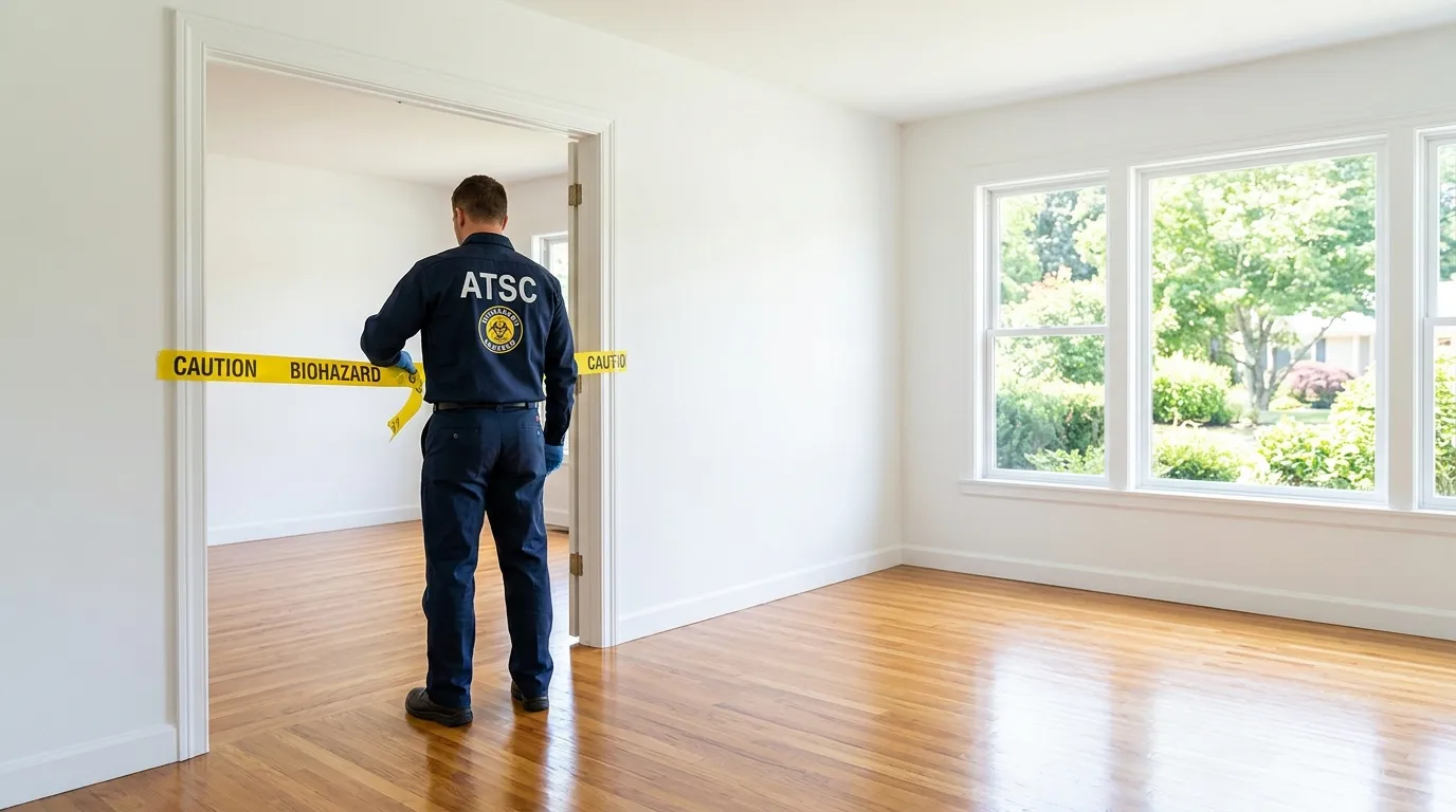 Certified biohazard cleanup crew performing Trauma Scene Cleanup in Pittston